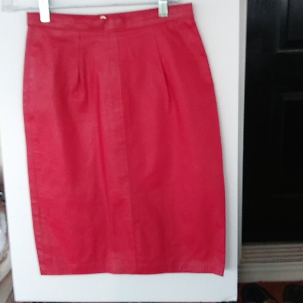 L & U Fashions New York - Red Leather Skirt